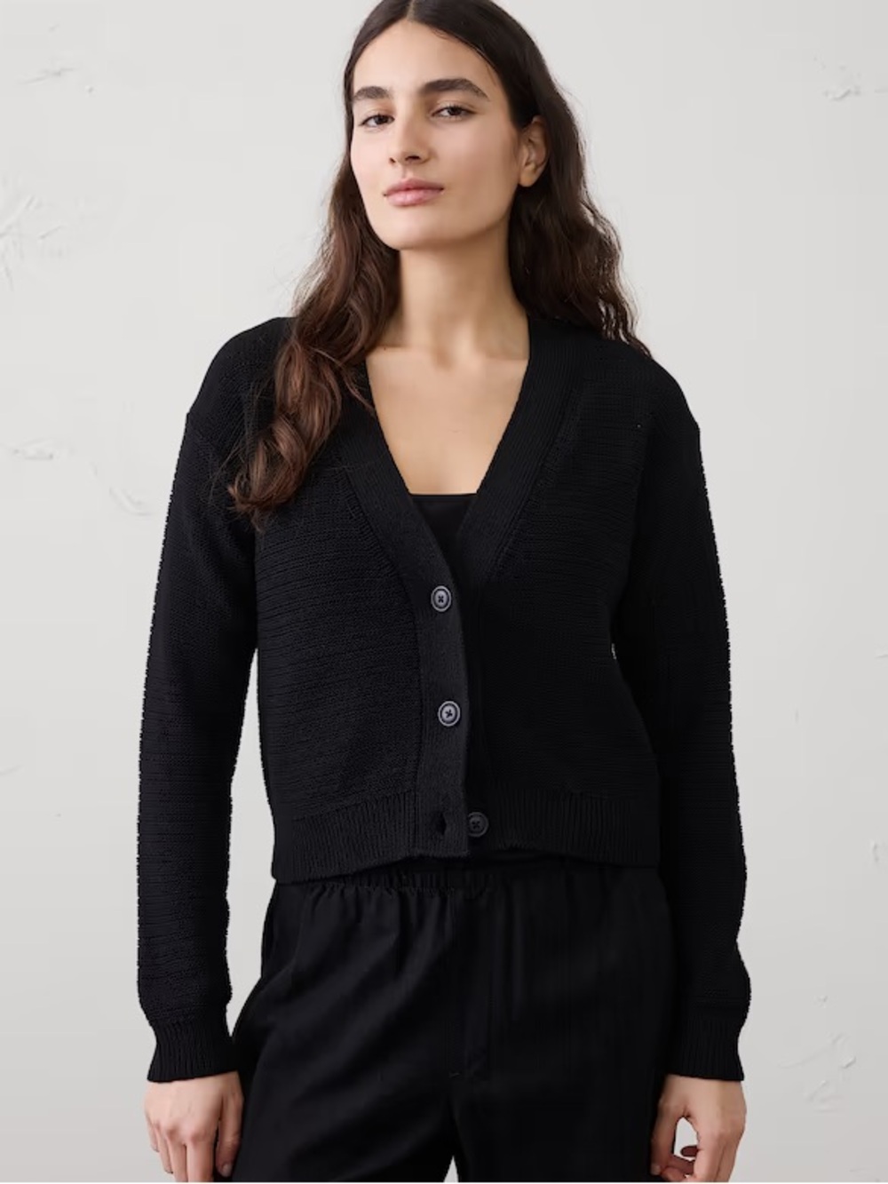Banana Republic - Cotton Tape Cropped Cardigan (black) - NEW w/tags